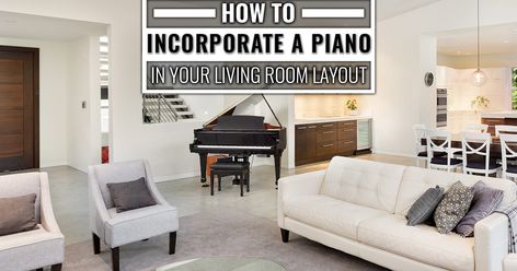 How to Incorporate a Piano Into Your Living Room Layout Piano Layout, Sectional Living Room Layout, Piano Living Rooms, Brick Living Room, Family Room Layout, Living Room Floor Plans, Rectangular Living Rooms, Baby Grand Piano, Living Room Wall Units