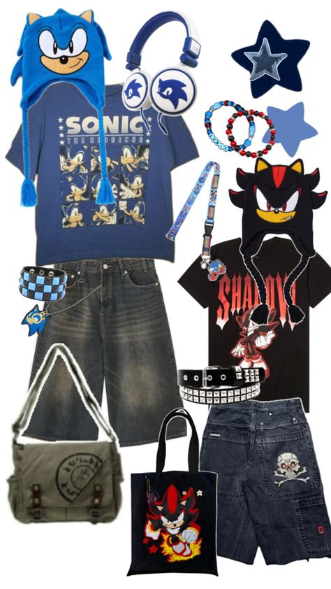 SONIC AND MY LOVELY DOVLEY SHADOW Sonic Outfit, Enby Outfits, Outfits For Middle School, Shadow Outfit, Shadow And Sonic, Venus In Gemini, Shadow Matching, Black Swordsman, Silly Clothes