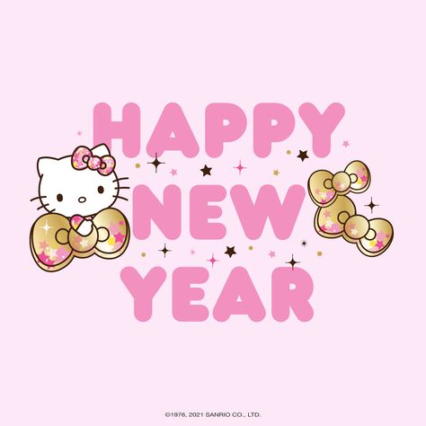 Hello Kitty New Year, Hello Kitty Imagenes, Hello Kitty Printables, Happy New Year Wallpaper, Birthday Wishes Flowers, New Year Art, New Year Pictures, Kitty Images, New Year Wallpaper