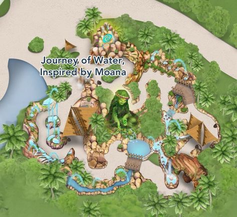 New Moana Journey of Water Attraction Added to EPCOT Digital Map Moana Journey Of Water, Epcot Map, Moana Island, Spaceship Earth, Disney Epcot, Architecture Ideas, Nature Trail, Grand Opening, Moana