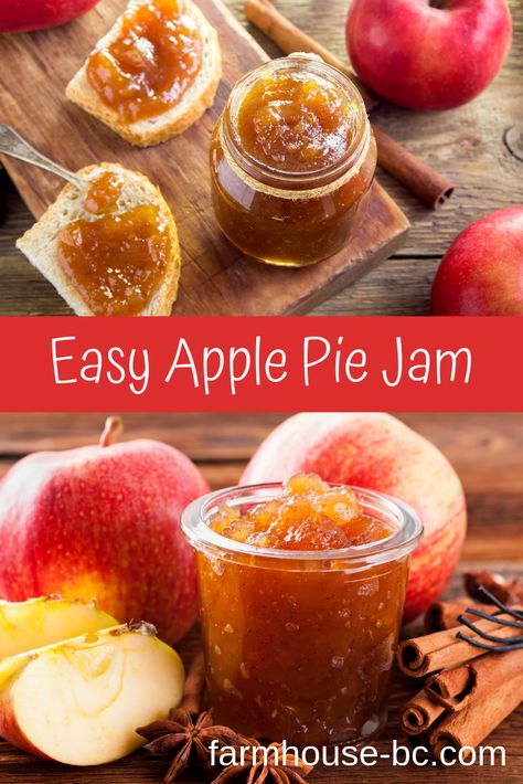 Crockpot Apple Jelly Recipe, Apple Pie Jam Recipe Easy, Jam Making Homemade, Apple Pie Jelly Recipe Canning, Apple Pie Jelly Recipe, Freezer Apple Jam, Apple Jams And Jellies, Spiced Apple Jam Recipe, Apple Jam Recipe Canning With Pectin