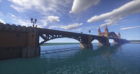 Railway Bridge Minecraft Project Minecraft Railroad Bridge, Minecraft Modern Bridge, Minecraft Bridge Over Ravine, Minecraft Train Bridge, Minecraft Railway Bridge, Mc Bridge, Long Minecraft Bridge Over Water, Suspension Bridge Minecraft, Minecraft Long Bridge