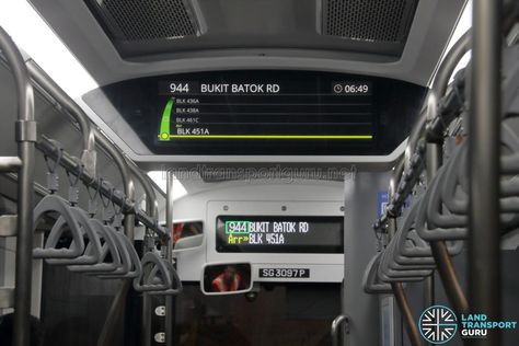 This Passenger Information Display System(PIDS) is common in the newer buses in Singapore. This PIDS displays the next stops for passengers so that they know how many stops or potentially how long more it will take to reach their destination. A good example for the usage of PIDS is if a passenger is not able to see at night, they can rely on the PIDS to know when to get off the bus. Bus Information, Metro Design, Land Transport, Information Display, Led Matrix, Autonomous Vehicle, Lower Deck, New Bus, Display Panel