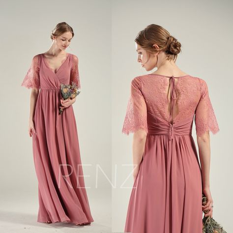 Bridesmaid Dresses Old Rose, Old Rose Bridesmaid Dress, Old Rose Gown, Old Rose Dress, Burgundy Chiffon Bridesmaid Dresses, Casual Bridesmaid Dresses, Bridesmaid Dress Chiffon, Wedding Dress Boho, Fall Bridesmaid Dresses