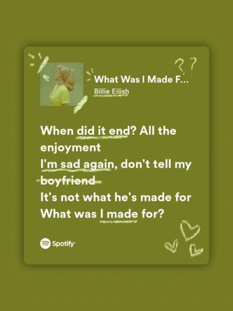 What Was I Made For lyrics What Was I Made For Lyrics, What Was I Made For Aesthetic, Billie Eilish What Was I Made For, What Was I Made For Billie Eilish, Billie Eilish Lyrics, Daily Vlog, Lyrics Aesthetic, Marauders Era, Songs Lyrics