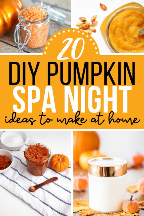 20 DIY Pumpkin Spa Night Ideas Halloween Spa Party, November Spa Specials, Spa Pumpkin, Spa Night Ideas, Diy Hand Scrub Recipe, Diy Spa Night, Spa Night At Home, Halloween Spa, Spa Things