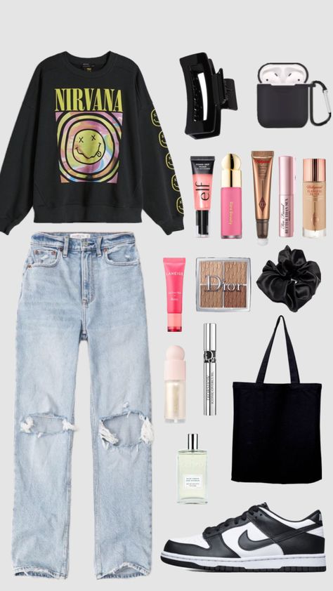 #nirvanaaesthetic #nirvana #nirvanasweatshirt #aesthetic #ootd #outfit #ootdinspo #outfitinspo Nirvana Sweatshirt, Sweatshirt Outfits, Aesthetic Ootd, Sweatshirt Outfit, Ootd Outfit, Nirvana, Fitness Inspo, Your Aesthetic, Connect With People