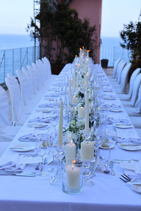 Imperial White Florals and Candles Wedding Table Design Unlit Candles Wedding, Imperial Wedding Table, White Candle Lit Wedding, Candle Lit Reception Tables, Evening Candle Lit Wedding, Wedding Candles Table, Wedding Table Designs, Wedding Candles, Intimate Wedding