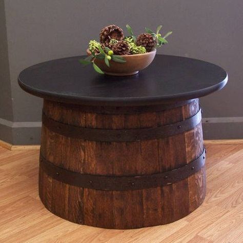 The 11 Best Oak Barrel Coffee Tables in the Universe Half Barrel Ideas, Barrel Table Diy, Wine Barrel Diy, Whiskey Barrel Coffee Table, Wine Barrel Coffee Table, Whiskey Barrel Table, Wine Barrel Decor, Wine Barrel Crafts, Wine Barrel Table