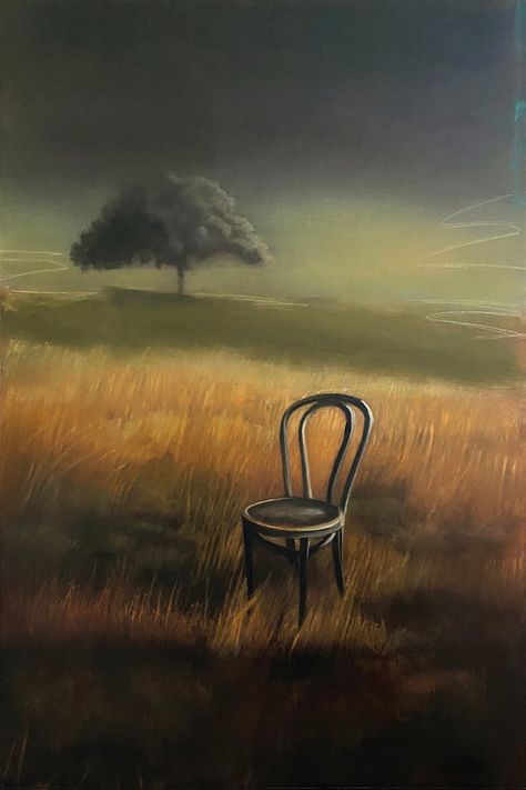 Thonet | scapes Cafe Chair, Nostalgic Art, Realism Painting, Surrealism Painting, Art Chair, Realism Art, Original Landscape Painting, Limited Edition Art Print, Art Landscape