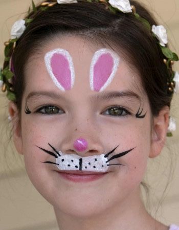 Kids Face Painting Easy, Bunny Face Paint, Easter Face Painting, Easter Face Paint, Easy Face Painting Designs, Easy Face Painting, Animal Face Paintings, Bodysuit Tattoos, Festival Face Paint