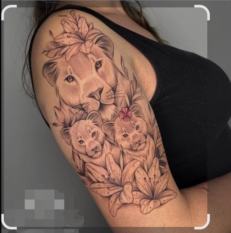 Lioness And Cub Tattoo, Zombie Tattoos, Lioness Tattoo, Animal Tattoo Ideas, Cross Tattoos For Women, Mom Tattoo Designs, Mommy Tattoos, Black Girls With Tattoos, Mother Tattoos