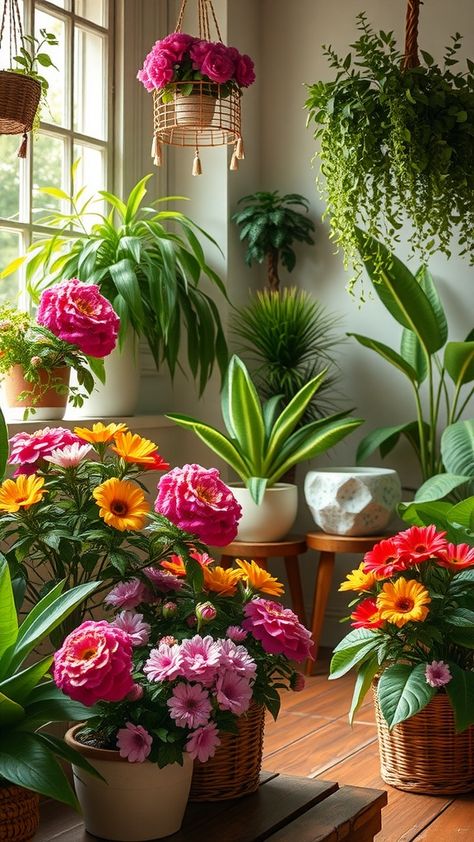 houseplants home decor Indoor Flower Garden, Peace Lilies, Thanksgiving Cactus, Indoor Flowering Plants, Jasmine Plant, Gerbera Daisies, Rubber Plant, Flower Gardening, Indoor Flowers