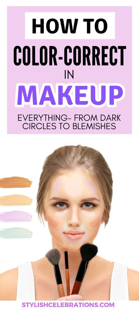 How To Color Correct In Makeup -From Dark Circles to Blemishes Color Corrector Guide, Purple Concealer, Concealer Guide, Peach Concealer, Color Correct Dark Circles, Orange Concealer, Green Concealer, Color Correction Makeup, Dark Circles Makeup