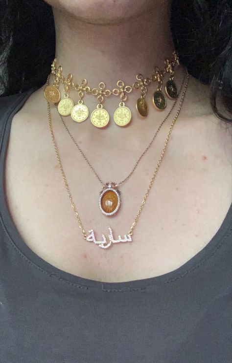 Arab Gold Coin Jewelry, Arab Accessories, Arabic Jewelry Necklaces, Arab Necklace, Arabic Accessories, Nameplate Jewelry, Arab Gold, Arab Jewelry, Turkish Necklace