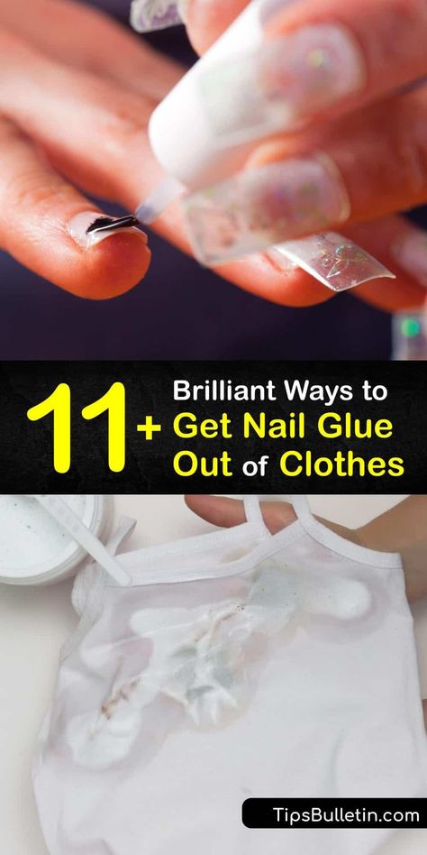 Discover how to remove a nail glue stain from fabric in a few simple steps. Dried glue is easy to remove with a toothbrush, petroleum jelly, nail polish remover, rubbing alcohol, white vinegar, and warm, soapy water. #howto #remove #nail #glue #clothes How To Remove Glued On Nails, How To Get Nail Glue Out Of Clothes, How To Get Nail Glue Off Nails, How To Remove Nail Polish From Fabric, How To Remove Nail Glue From Clothes, What To Use Instead Of Nail Polish Remover, Diy Nail Polish Remover, Nail Polish Stain, Nail Glue Remover