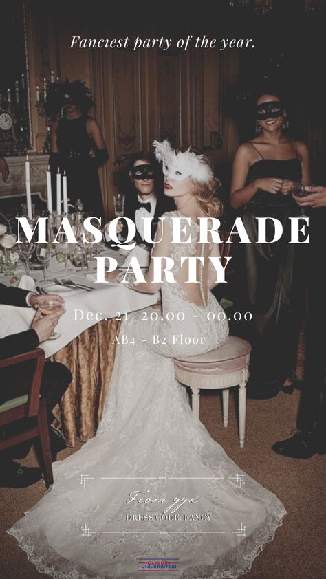 Gatsby Masquerade Party Outfit, Summer Masquerade Party, Masquerade Ball Flyer, Masked Ball Party Masquerade Theme, Masquerade House Party, Mascarade Theme Party, Mascared Party Aesthetic, Masquerade New Years Eve Party, Mascarade Party Ideas