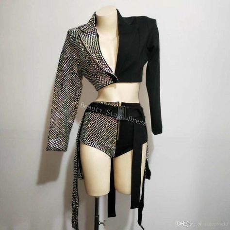 Rhinestones Outfit, Dj Female, Skirt Costume, Preformance Outfits, Short Design, Stage Outfit, Rave Outfit, Dance Skirt, Kpop Fashion Outfits