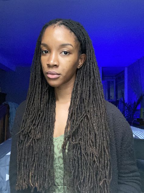 Sister Locs Long Black Women, Sisterlocks Styles Long, Traditional Locs Black Women, Microlocs Long, Hairstyles For Sisterlocks, Sister Locs Sisterlocks Styles, Micro Braid Locs, Straight Locs, Long Locs Black Women