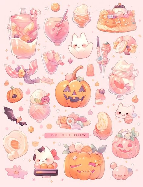 Dessert elements Pink Orange Decor, Fall Kawaii, Random Products, Fall Room, Orange Candy, Halloween Sweets, Puff Paint, Cosy Room, Orange Decor