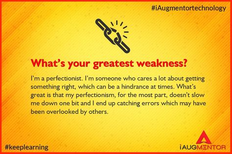 Interview Question!! What is your greatest weakness?? Get the best answer to prepare for your interview!! #iAugmentorTechnology #InterviewQuestion #Technology #Gurgaon What Is Your Greatest Weakness Answers, Greatest Weakness Interview Answer, Weaknesses For Interview, Job Interview Prep, Job Interview Answers, Cv Tips, Interview Techniques, Job Interview Preparation, Job Interview Advice