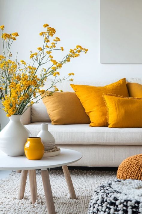 Explore how to brighten Scandinavian interiors using yellow accents. This pin highlights design tips from Hogarly Interior Design. Discover how to infuse warmth and personality into neutral palettes with strategic pops of yellow, enhancing the clean lines and minimalist aesthetic. Scandinavian Hygge, Serene Home, Stylish Tips, Scandinavian Style Home, Minimalist Vibe, Yellow Decor, Flickering Candles, Functional Furniture, Nature Indoors