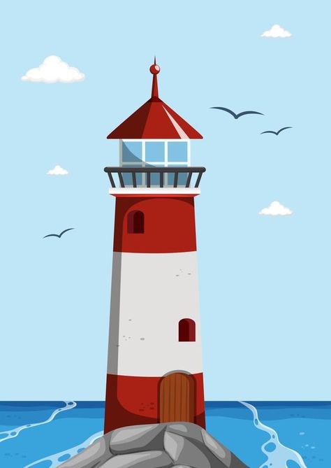 Lighthouse Vector Illustration, Lighthouse Clipart, Cityscape Photos, Logo Banners, Nature Backgrounds, Flat Style, Marketing Design, Custom Illustration, Custom Branding