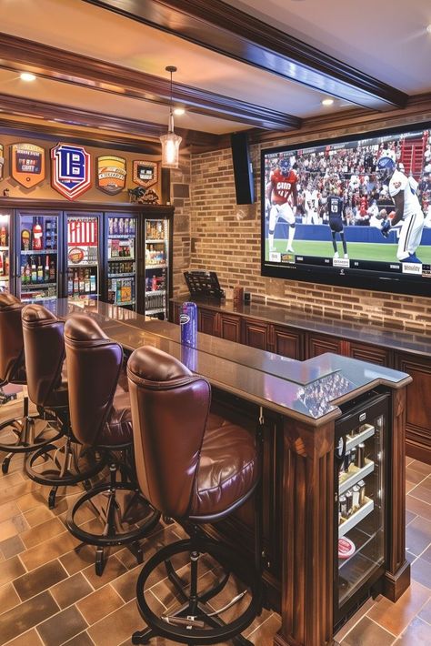 20 Man Cave Ideas - Remodr Man Cabin Ideas, Sports Bar Basement Ideas, Mancave Decor Ideas, Man Cave Bar Ideas, Home Sports Bar, Gentleman's Room, Garage Man Cave Ideas, Farmhouse Man Cave, Attic Man Cave