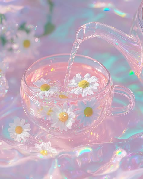 Glass cup of daisy flower tea, pink aesthetic wallpaper, sparkling water, glass teapot, daisy flowers, ethereal tea party 🌸✨ Iphone Wallpaper 4k, Cute Images For Wallpaper, Look Wallpaper, Jelly Wallpaper, Pink Wallpaper Backgrounds, Ethereal Aesthetic, Pretty Phone Wallpaper, Cute Flower Wallpapers, Glass Teapot