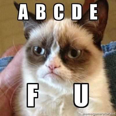 Grumpy cat ABCs Grump Cat, Grumpy Cat Meme, Grumpy Cat Quotes, Warrior Cat Memes, Meme Comics, Cat Jokes, Grumpy Cat Humor, Funny Animal Quotes, Memes Humor