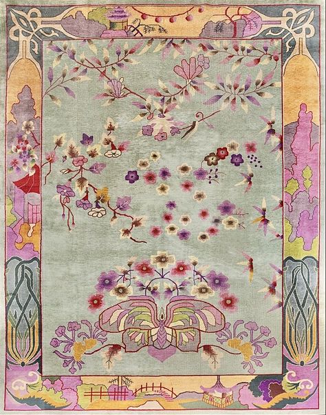 Asian Art Deco, Chinese Rugs, Chinese Green, Green China, English Room, Chinese Art Deco, Chinese Rug, Art Deco Rugs, Art Deco Rug