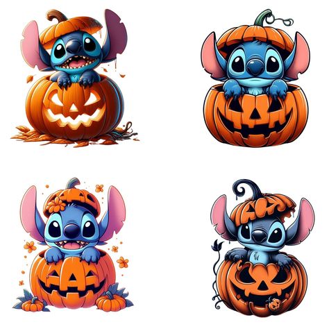 Celebrate Halloween with this adorable "Pumpkin Stitch" design! Featuring a cute alien-like character inspired by Stitch, playfully peeking out of carved pumpkins with charming expressions. Perfect for Halloween decor, kids' room art, or digital crafts, this illustration combines the spooky and cute vibes of the season. This digital download is ideal for printing and personal use, making it a fun addition to any Halloween collection. Product Details: High Resolution: 300 DPI for clear and vibran Halloween Wallpaper Stitch, Stitch Wallpaper Halloween, Stitch Pumpkin Painting, Halloween Characters Drawings, Stitch Pumpkin Carving, Stitch Hollowen, Halloween Stitch Disney, Watercolor Stitch, Pumpkin Stitch