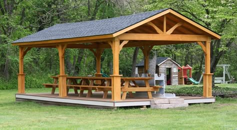 Pavilion Design Ideas, Pavillion Backyard, Carport Makeover, Wood Pavilion, Outdoor Pavillion, Pavilion Ideas, Living Pool, Beautiful Home Gardens, Christmas Summer