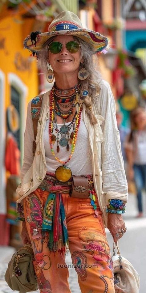 Advanced Style Boho, Look Boho Chic, Mode Hippie, Estilo Hippie, Boho Style Outfits, Mode Boho, Advanced Style, Ageless Style, Hippie Outfits