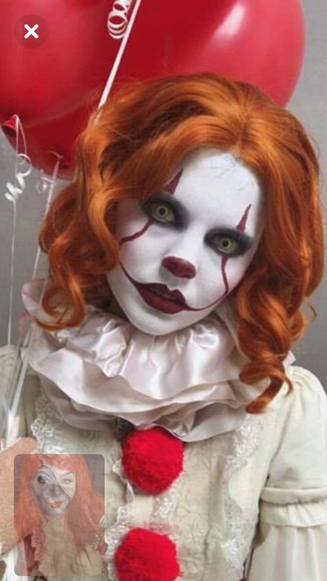 It Makeup Clown Pennywise, It Makeup Clown Women, Pennywise Makeup Girl, Pennywise Makeup Tutorial, Scary Clown Makeup Creepy, Scary Pennywise, Pennywise Halloween Costume, Pennywise Makeup, Pennywise Halloween