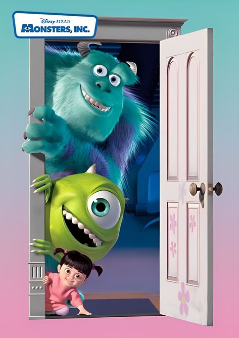 Monsters Inc Background, Monster Inc Characters, Monsters Inc Wallpaper, Sullivan And Boo, Monsters Inc Movie, Buu Monster Inc, Halloween Door Decorations Classroom, Monsters Inc Characters, Mike From Monsters Inc