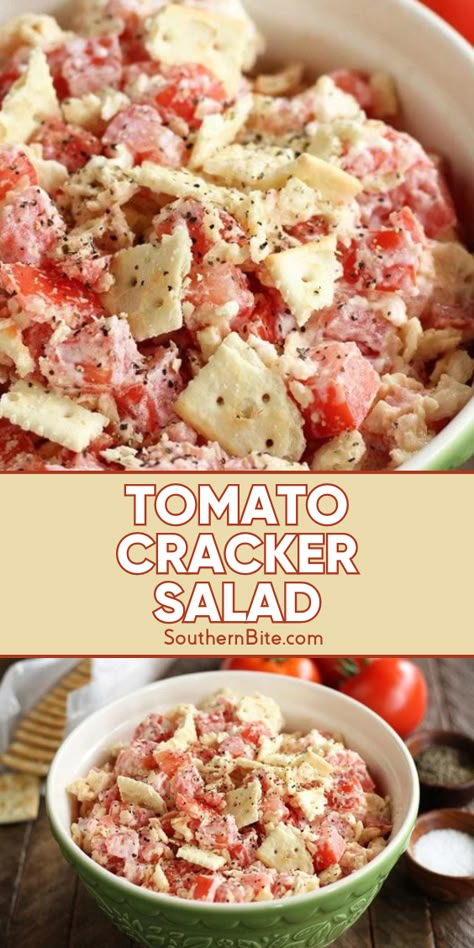 Cracker And Tomato Salad, Cracker Tomato Salad, Fresh Tomato Recipes Lunches, Fresh Garden Veggie Recipes, Tomato Sandwiches Recipes, Salad Tomato Recipes, Tomato And Cracker Salad, Easy Tomato Salad, Tomato Sandwich Southern