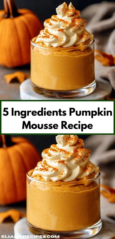 Looking for 5 ingredients or less recipes? This 5 Ingredients Pumpkin Mousse Recipe is both delicious and easy. It’s perfect for quick dessert ideas and one of the simplest pumpkin recipes you'll love. Pumpkin Mousse Recipe Easy, Pumpkin Recipes Quick, 5 Ingredient Or Less Recipes, Pumpkin Mousse Recipe, Easy Pumpkin Dessert, 5 Ingredients Or Less, Pumpkin Mousse, Pumpkin Pudding, 2024 Recipes