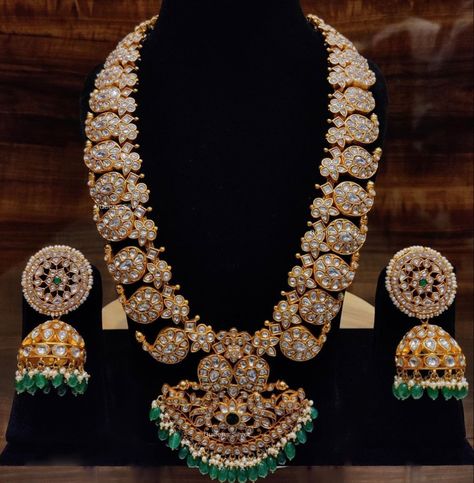 Mango Kundan Haram, Long Mango Haram Designs, Polki Mango Haram, Mango Mala Jewellery, Kundan Haram, Indian Bridal Jewelry Kundan, Indian Brides Jewelry, Mango Haram, Mango Design