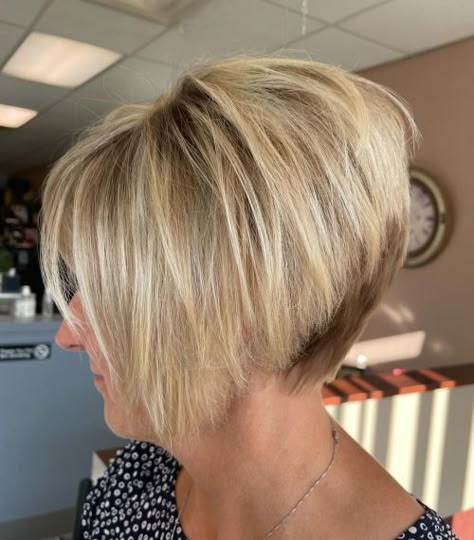 Stacked Bobs With Bangs, Back Of Bob Haircut Stacked, Bob Stacked Hairstyles, Stacked Bob Hairstyles With Bangs, Inverted Stacked Bob Haircut, Short Angled Bob Haircut Stacked, Stacked Bob Haircuts For Women Over 50, Short Stacked Bob Haircut Fine Hair, Stacked Bob Haircut For Fine Hair