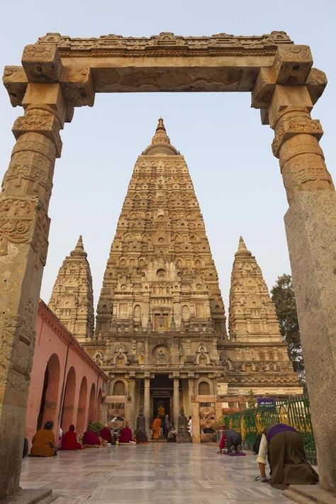 Bodh gaya Temple, in this temle is Bodhi tree  under which Buddha was enlightened A pilgrimage for Buddhist. Mahabodhi Temple, Bodh Gaya, Temple India, Buddhist Temples, Temple Photography, Bodhi Tree, Ancient India, Buddhist Temple, Still Standing