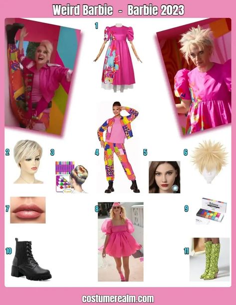 Weird Barbie Costume Ideas, Weird Barbie Costume, Barbie 2023 Movie, Weird Costumes, Weird Barbie, Elaborate Costumes, Barbie Cosplay, Barbie Halloween Costume, Barbie 2023