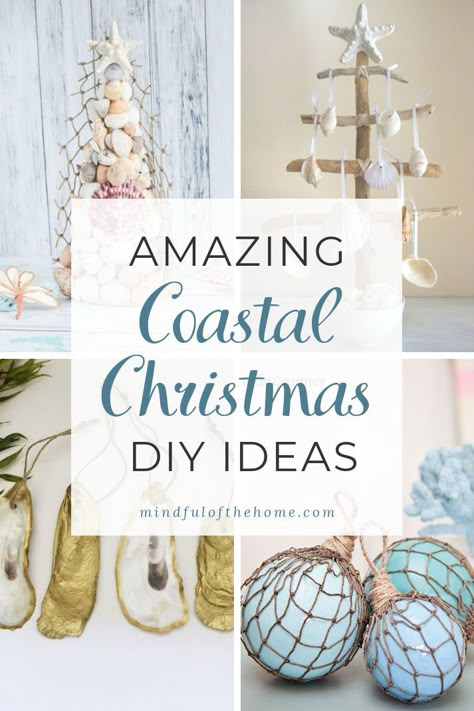 11 Coastal Christmas DIY Ideas (Trees, Ornaments and Decor) | Coastal christmas decor, Beach christmas decorations, Driftwood christmas tree diy Seashore Christmas Decorations, Seaside Christmas Decor, Driftwood Christmas Tree Diy, Coastal Garland, Beachy Christmas Decor, Coastal Christmas Decorations, Christmas Tree Topiary, Ocean Christmas, Beach Christmas Tree