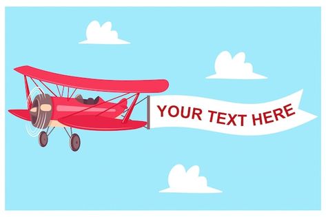 Plane With Banner, Vintage Airplane Art, Airplane Banner, Red Airplane, Airplane Art, Black Board, Sky Background, Vintage Airplanes, A Sky