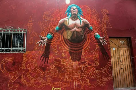 Wall Street Art, Mexican Culture Art, Gym Art, Best Street Art, Fantasy Island, Amazing Street Art, 3d Street Art, Aztec Art, Graffiti Murals