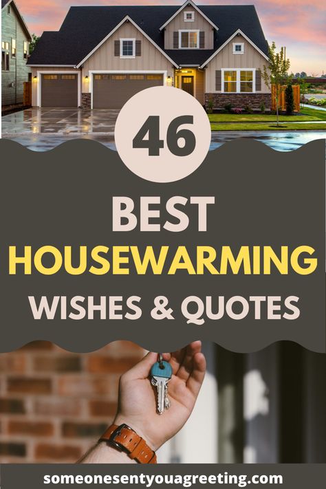 A definitive list of the best housewarming wishes and messages. Perfect to congratulate the new home owner with a happy message, funny saying or insightful quote | #housewarming #wishes #newhouse #newhome Housewarming Message Quotes, New House Blessings Quotes, New Home Blessings Quotes, Housewarming Sayings Quotes, House Warming Quotes Sayings, New Home Sayings Quotes, New Homeowner Quotes, Congrats On Your New Home Message, Quotes About New Home