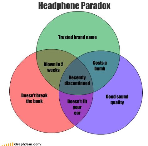 trusted brand name + doesn't break the bank = blown in 2 weeks. Names For Headphones, Venn Diagrams, Pie Charts, April Fools Pranks, Beats Solo, Guess Kids, Mood Memes, Venn Diagram, April Fools