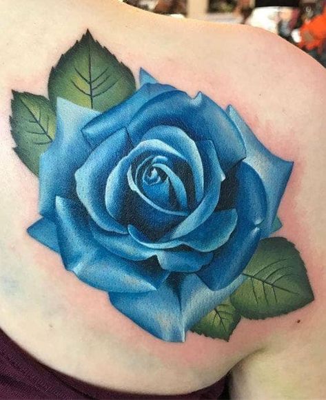 Blue Flower Tattoos, Stammestattoo Designs, Collarbone Tattoos, Realistic Rose Tattoo, Rose Drawing Tattoo, Rose Tattoos For Men, Rose Tattoos For Women, Blue Rose Tattoos, Tattoo Shoulder