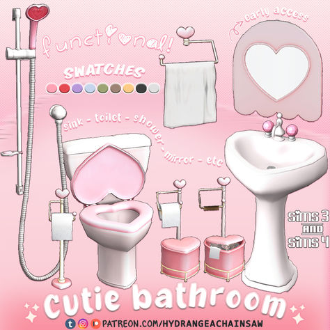 Sims4 Cc Kawaii Furniture, Sims 4 Cute Kitchen Cc, Sims 4 Retro Bathroom, Sims 4 Pink Skin Cc, Sims 4 Pink Cc Maxis Match, Sims 4 Cc Cas Background Kawaii, The Sims 4 Cc Pink Kitchen, Realistic Body Sims 4 Cc, Sims 4 Cc Hello Kitty Bed