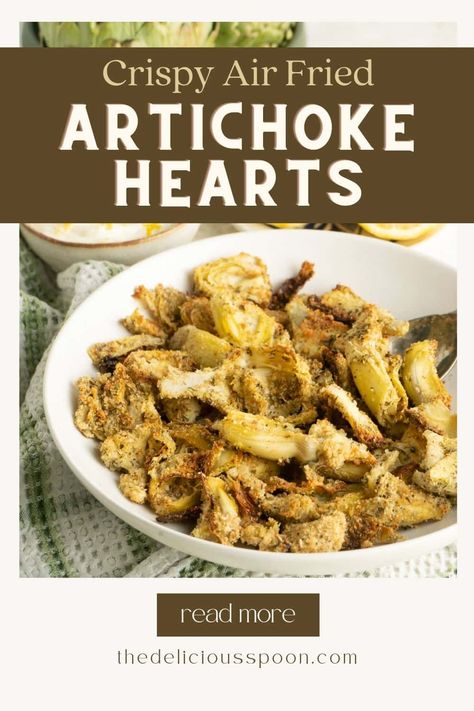 These easy and crispy air fried artichoke hearts are a great side dish or addition to salads. And they are ready in about 15 minutes. Air Fried Artichoke Hearts, Fried Artichoke Hearts Recipes, Air Fryer Artichoke Hearts, Air Fryer Artichoke, Fried Artichoke Hearts, Artichoke Heart Recipes, Fried Artichoke, Healthy Air Fryer, Airfryer Recipes